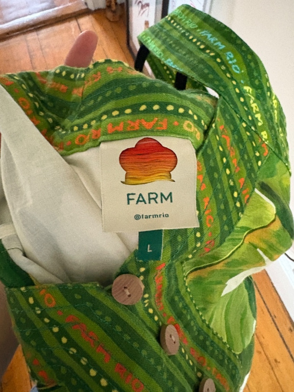 Farm Rio Fresh Forest Sweetheart-Neck Minidress L - Picture 3 of 9